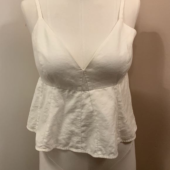 BCBGMAXAZRIA Meaghan Cropped Peplum Top White Large - Picture 3 of 11